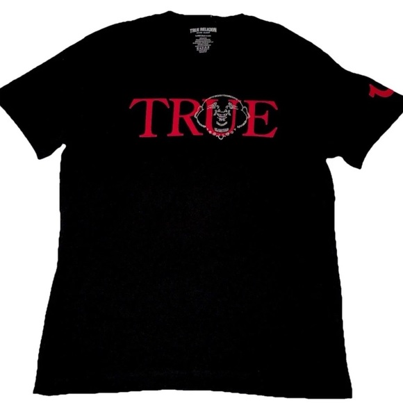 True Religion T-shirt Men's Silver Rhinestone Size XL (NEW ORIGINAL WITH TAGS) - Picture 2 of 3